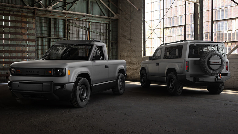 Schieferwagen und SUV
